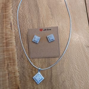Sterling silver CZ necklace and earrings
